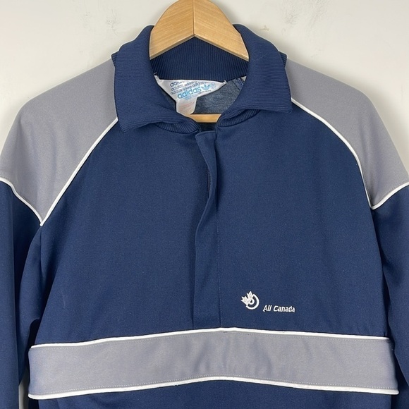 Adidas Vintage 80s 1/2Zip Pullover - Blue and Grey, Size Medium - Picture 2 of 8